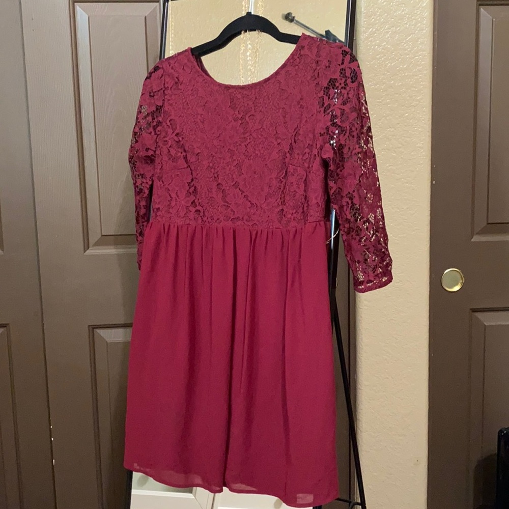 F21 Maroon floral dress
